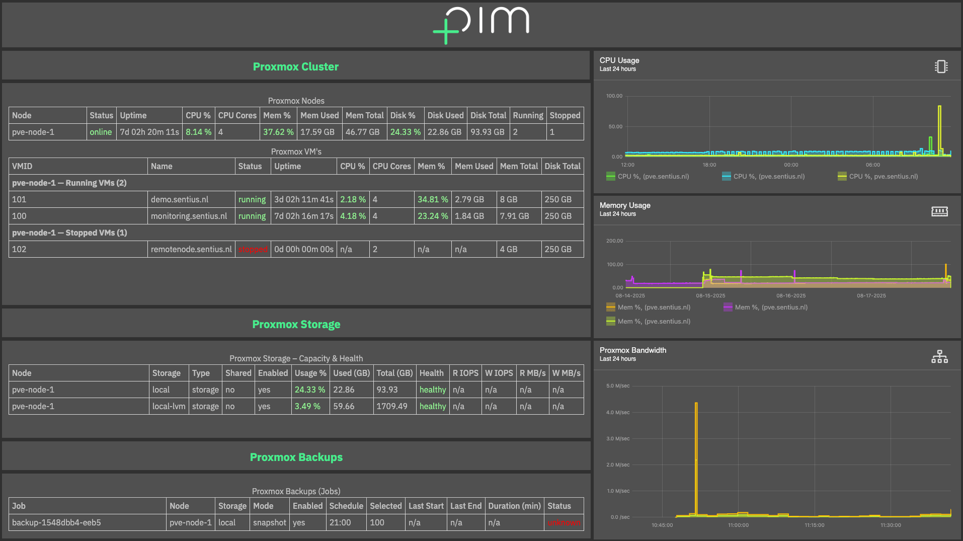 Proxmox Cluster Overview Dashboard