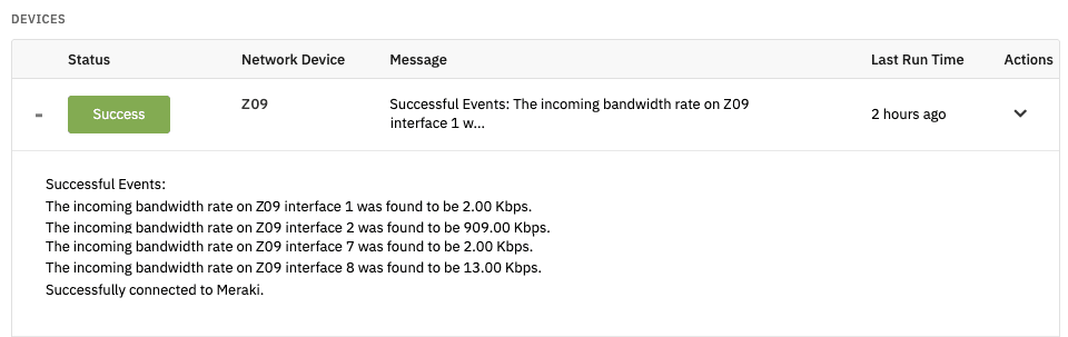 Meraki Bandwidth Event Monitor Configuration